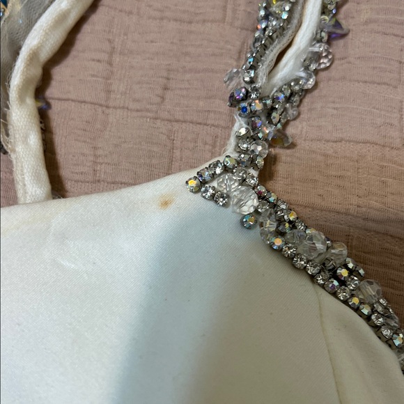 Sherri Hill White One Shoulder Dress with Silver Accents - Picture 4 of 9